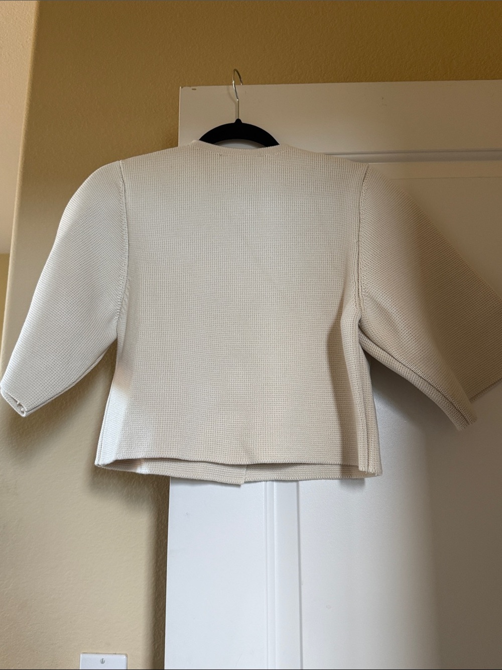 Zara NWT Cropped Ivory Textured Button-Front Jacket Medium - Picture 10 of 10